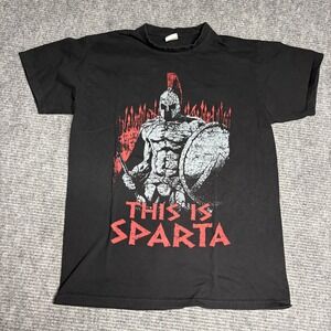 Mens THIS IS SPARTA Graphic T Shirt Black Large B&C Collection Warrior